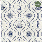 Halt Arasında Pusula Gemi Desenli Dijital Baskılı Kumaş